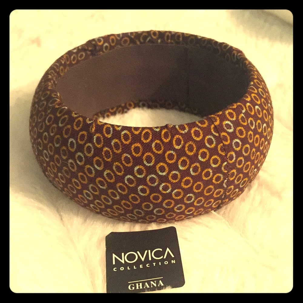 NWOT Novica Fabric Wrapped Wood Bracelet